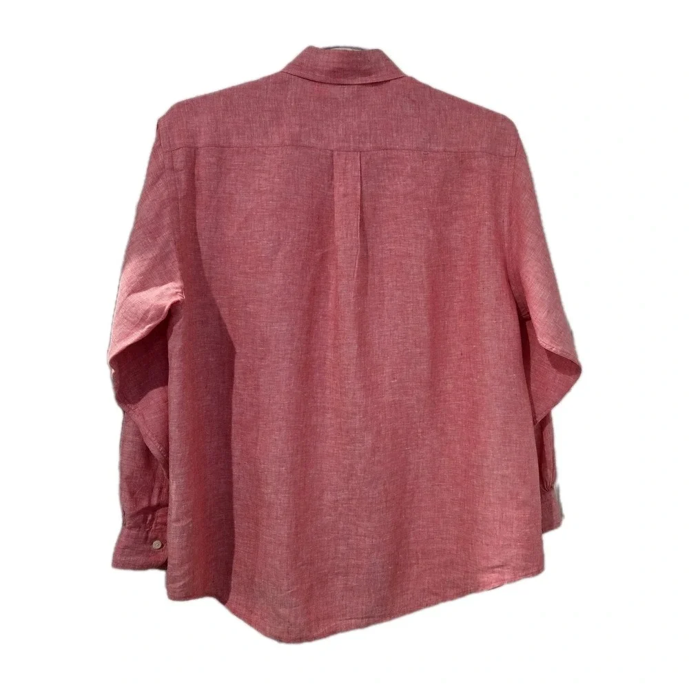 Brooks Brothers 1818 100% Irish Linen Long Sleeve Red Button Up Shirt Sz Large - Picture 2 of 10